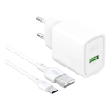 Зарядное устройство XO CE50 | 18W | QC | USB-A, USB-C | с кабелем USB-C в комплекте | белое Зарядное устройство XO CE50 | 18W | QC | USB-A, USB-C | с кабелем USB-C в комплекте | белое
