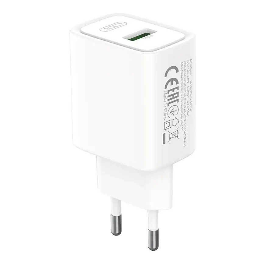 XO CE50 kelioninis įkroviklis | 18W | QC | USB-A, USB-C | su USB-C laidu komplekte | baltas – 4