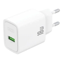 XO CE50 matkalaturi | 18W | QC | USB-A, USB-C | mukana USB-C kaapeli | valkoinen