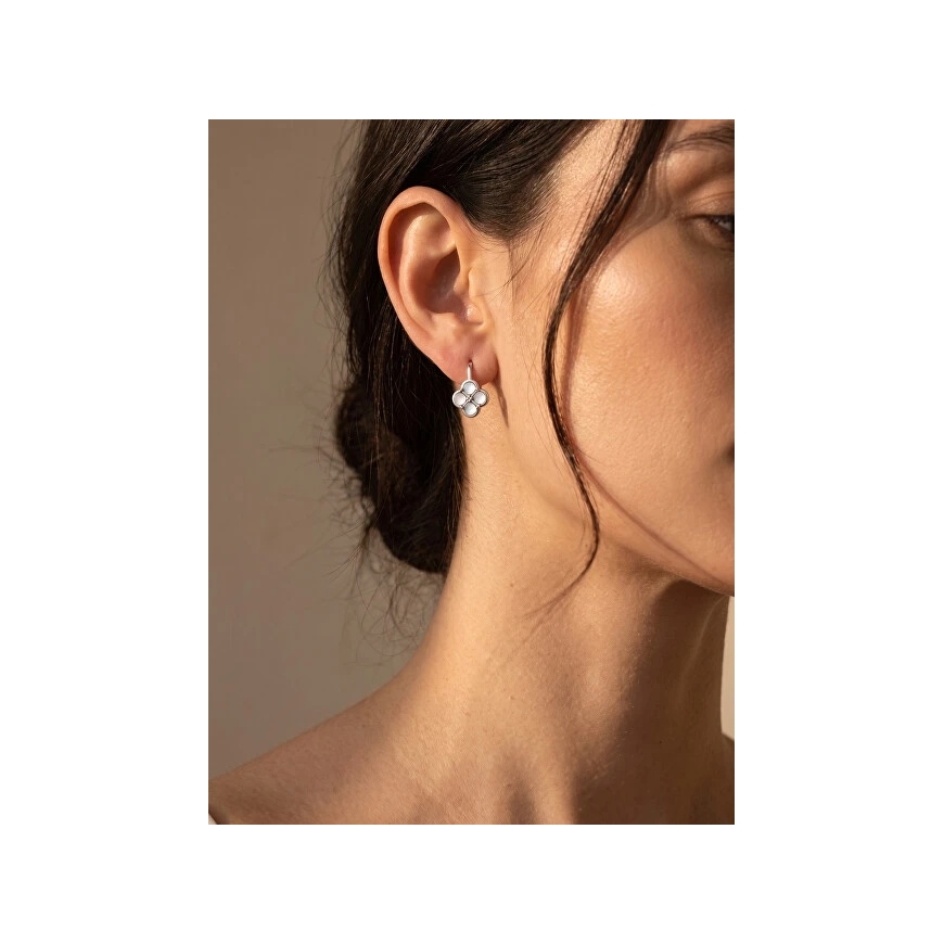Brilio Silver Silver Hanging Earrings "White Clover" EA1284W – 4