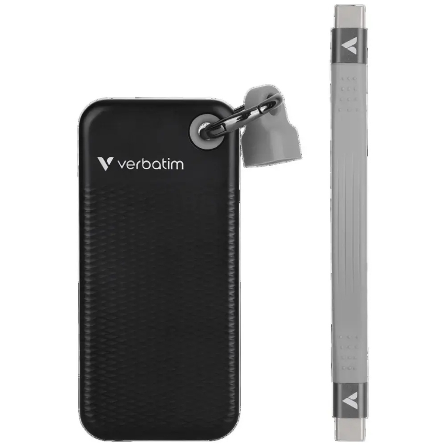 Ulkoilma-asema Verbatim Pocket SSD 512GB - avaimenperä USB-C kaapelilla 3.2 gen.2 musta harmaata 32282 – 3