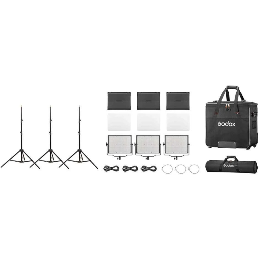 Lighting Equipment - Godox Studio LED Light Panel Kit P120BI K2 3x 3200K-5600K – 3