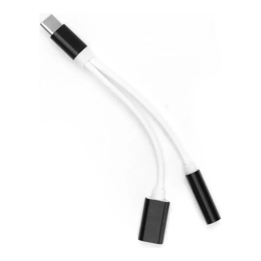 2-in-1 adapteris USB-C uz USB-C | 3.5mm | melns