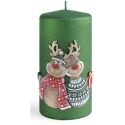 Mondex Candle "REDEER", small cylindrical shape, 7x7x10 cm, paraffin, green Mondex Candle "REDEER", small cylindrical shape, 7x7x10 cm, paraffin, green