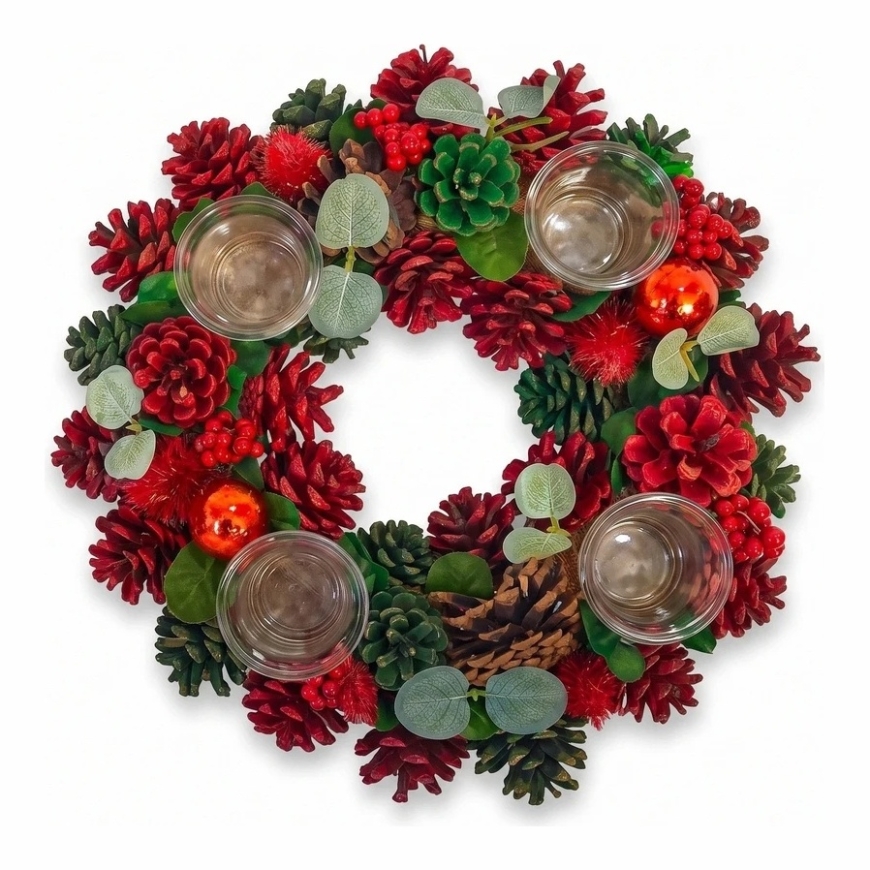 Home Styling Collection Advento wreath with 4 candle holders and pine cones, Ø 34 cm – 3