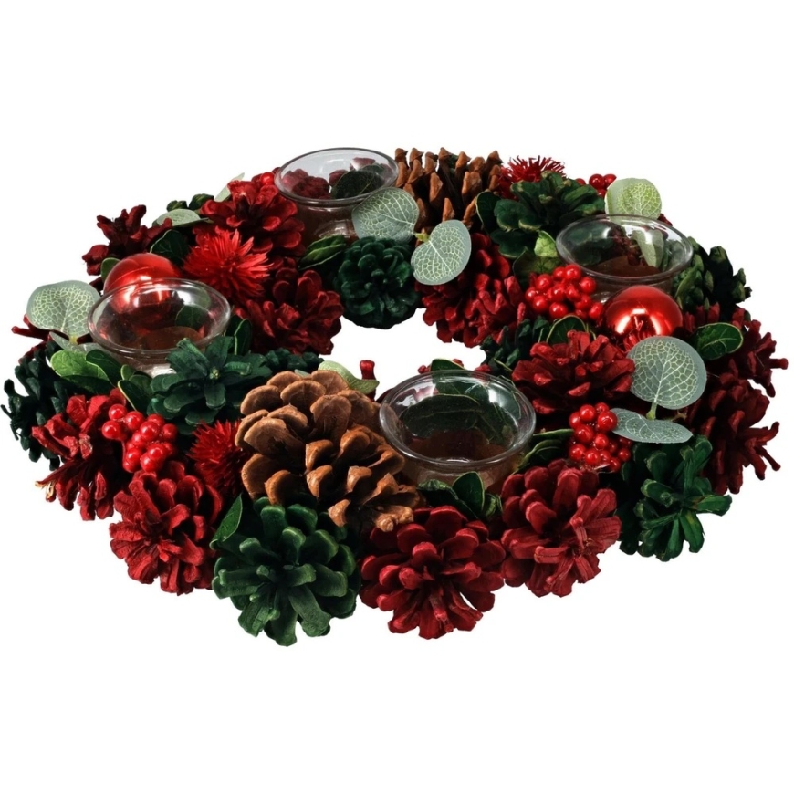 Home Styling Collection Advento vainikas su 4 žvakidėmis ir kankorėžiais, Ø 34 cm – 5