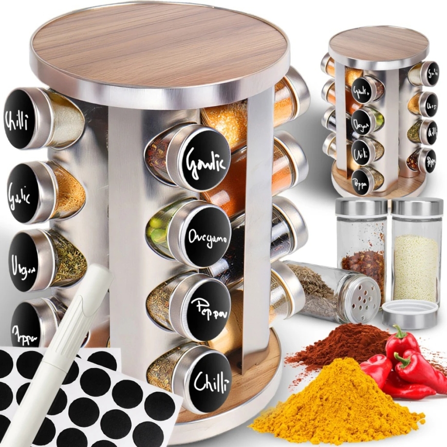 RTO - rotating spice rack with containers 16 pcs spice jar set - or100