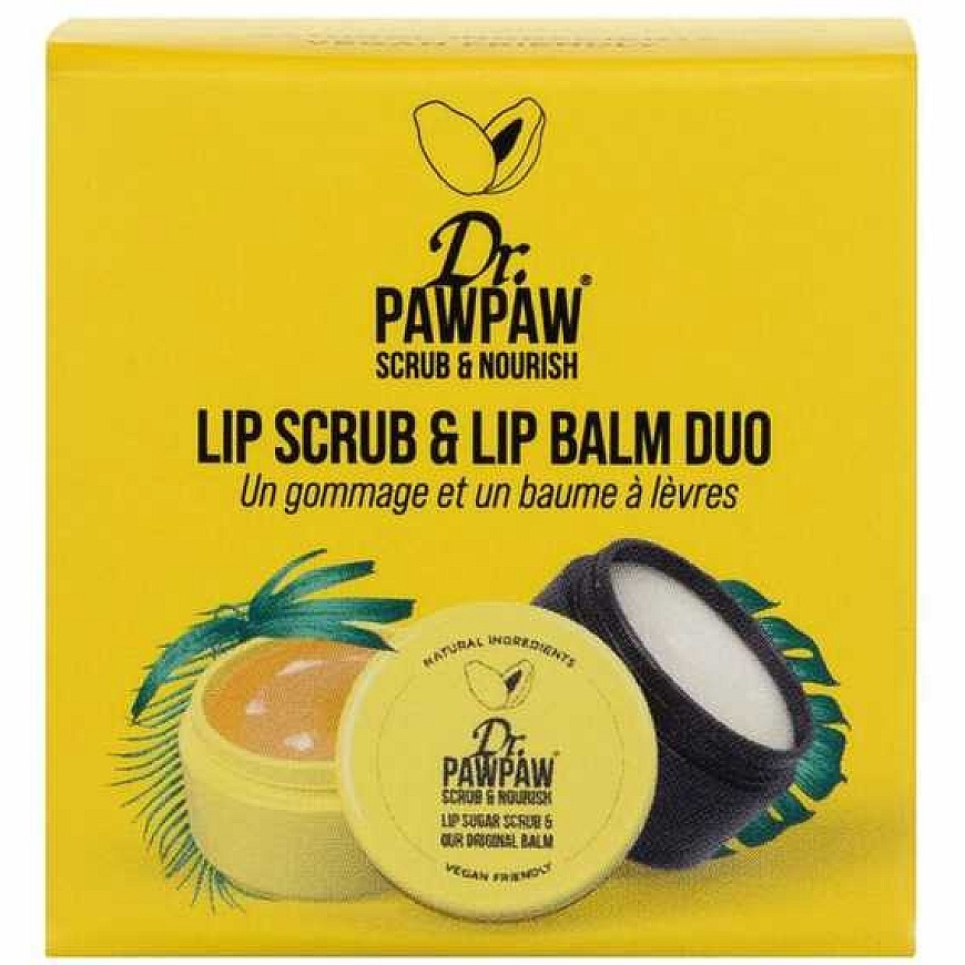 Dr. PAWPAW Scrub & Nourish huulekoorija ja huulepalsam Duo