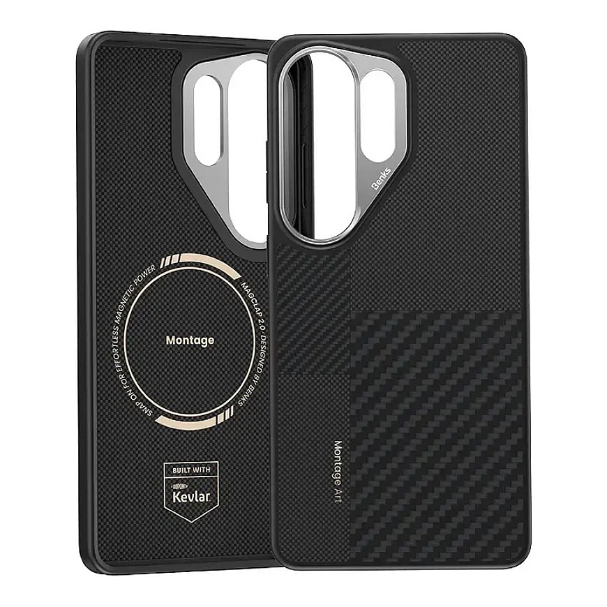 Benks Montage Magnetic Armor Pro Kevlar telefono dėklas su MagSafe palaikymu Samsung Galaxy S26 Ultra (S948) juodas – 2