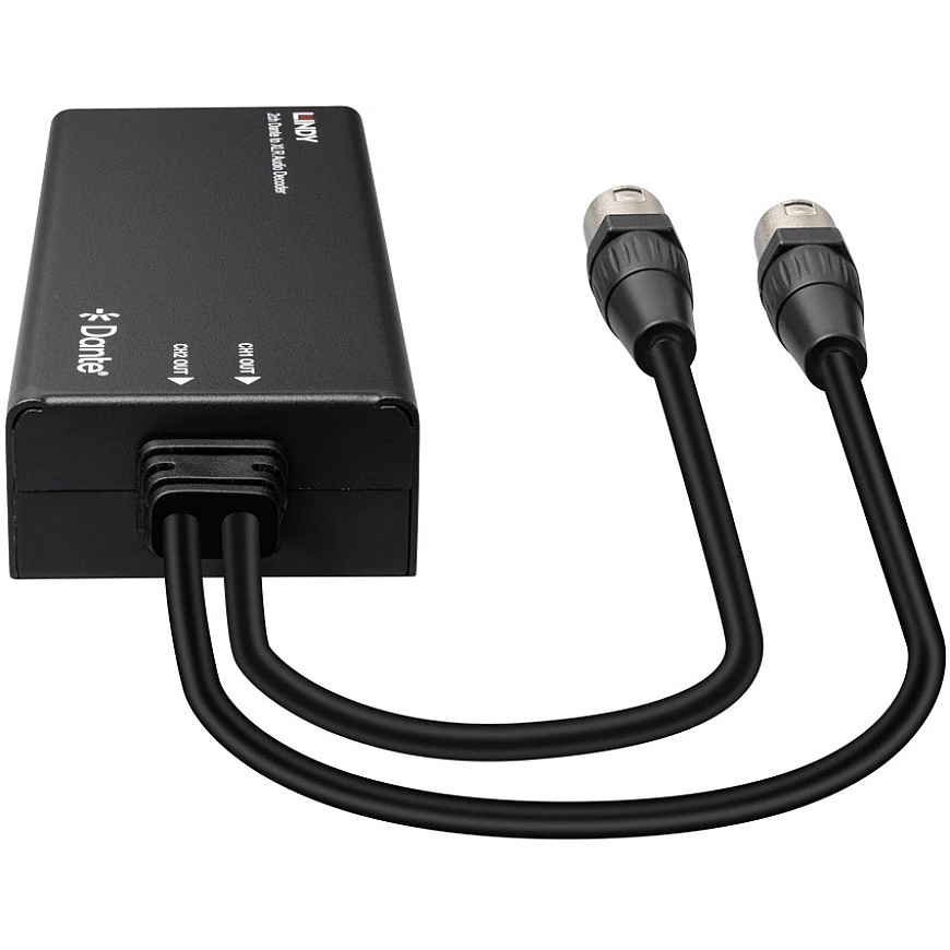 Audio Decoder - Lindy 2ch Dante to XLR 96kHz 24-Bit PoE Black