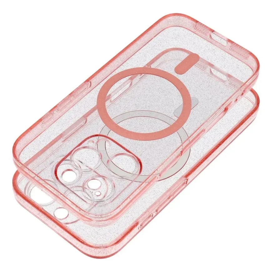 iPhone 15 Clear Mag Cover -kuori, yhteensopiva MagSafen kanssa (kamerasuoja), vaaleanpunainen kimallus – 2