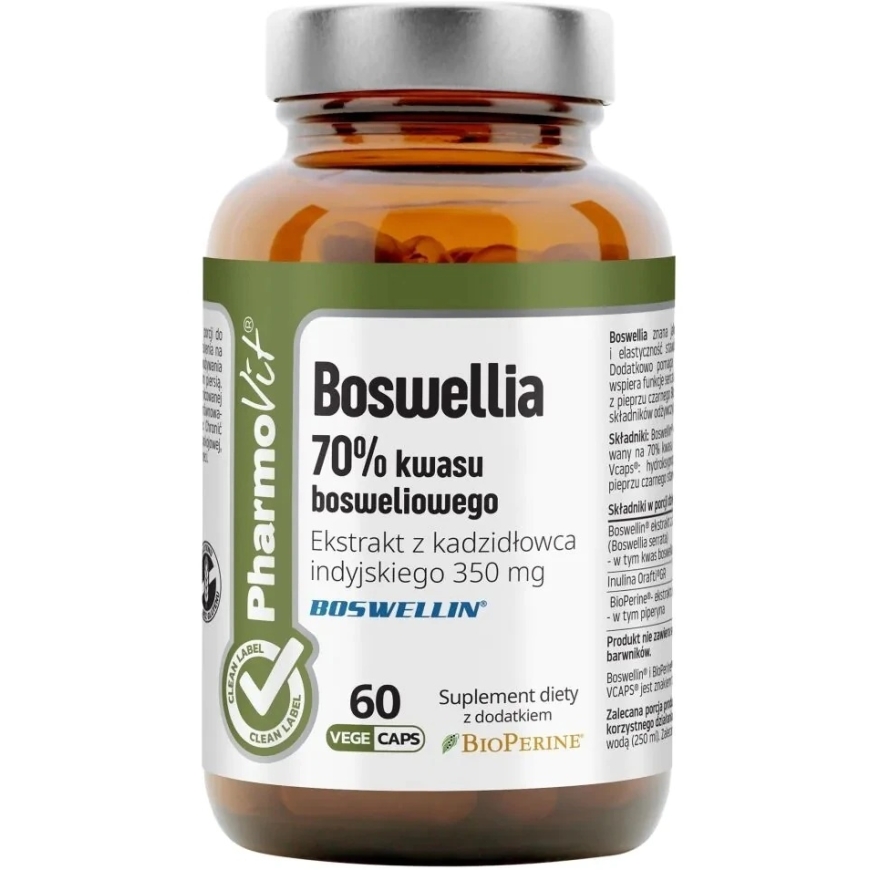 Pharmovit Boswellia 70% bosvelisko skābju uztura bagātinātājs 60 kapsulas