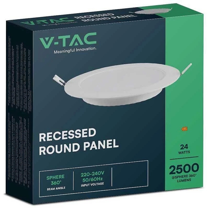 V-tac 24W LED upotettava paneeli, valkoinen, 4000K – 4