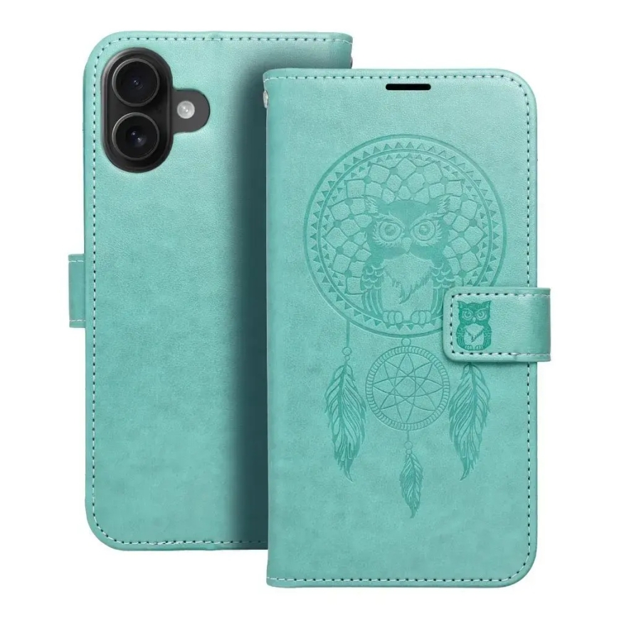 MEZZO dreamcatcher чехол-книжка для телефона iPhone 16 Plus зелёный