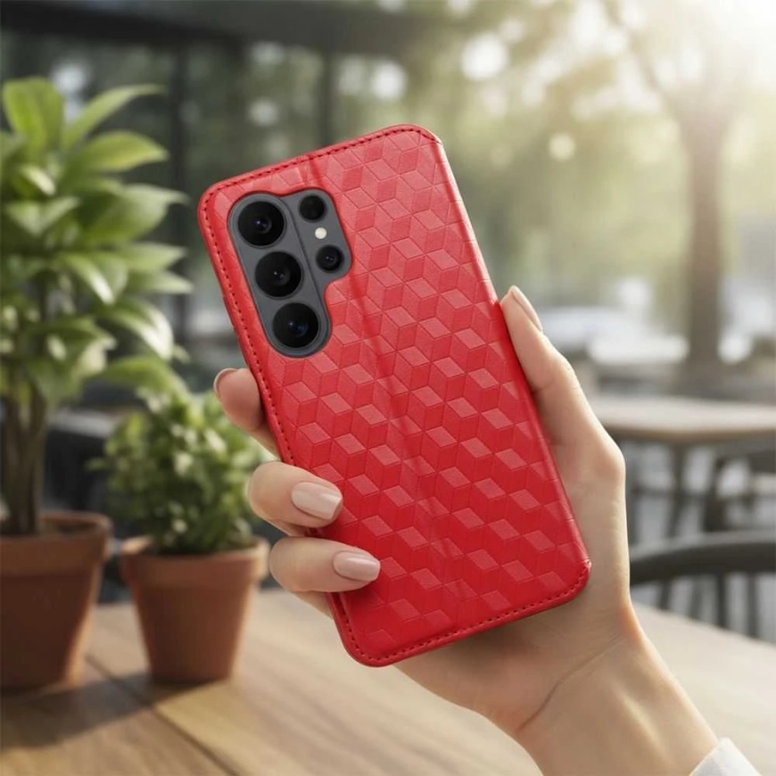 OEM Case with Flap for Samsung S26 Cubic Book Red – 2