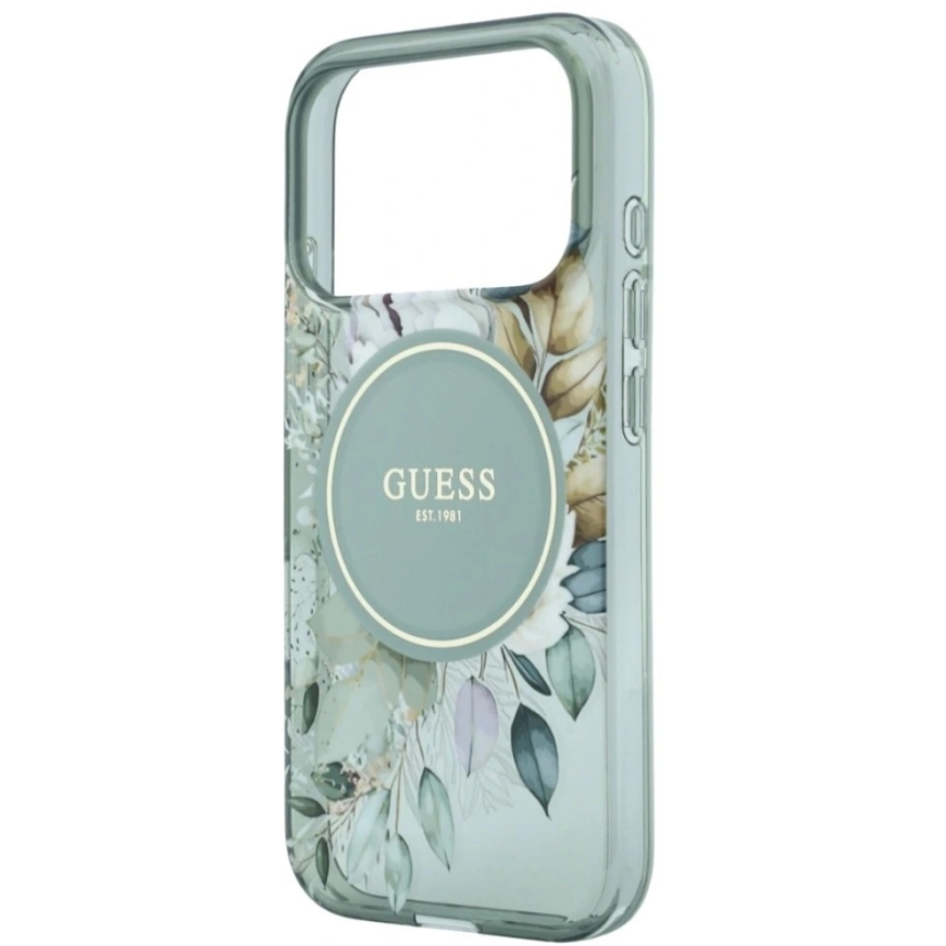 Guess IML Flowers Pearl Strap -kuori iPhone 18 Pro Max / 17 Pro Max:lle vihreä – 5