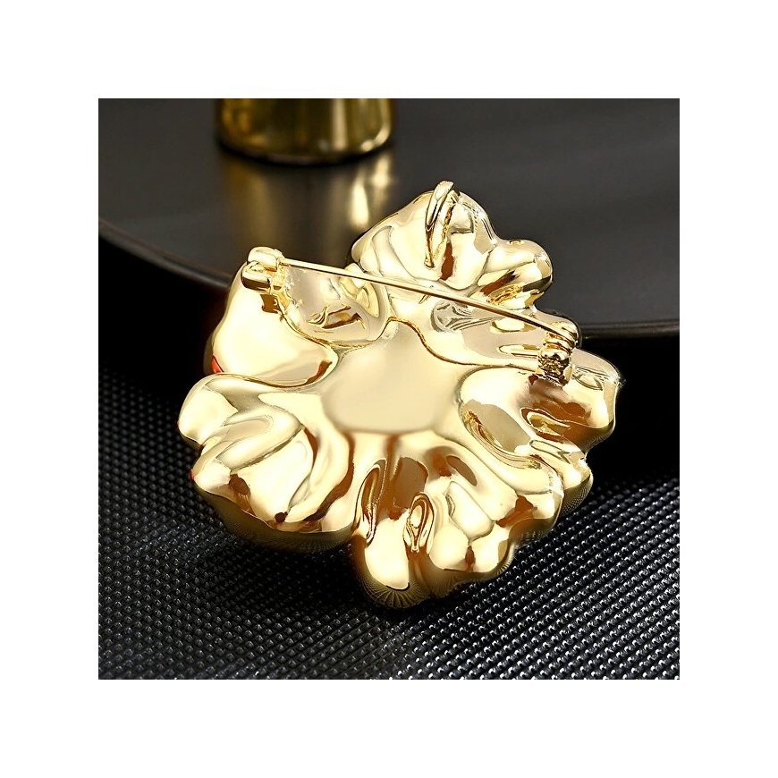Troli Beautiful Brooch with Pearls and Crystals Shining Flower Golden – 3