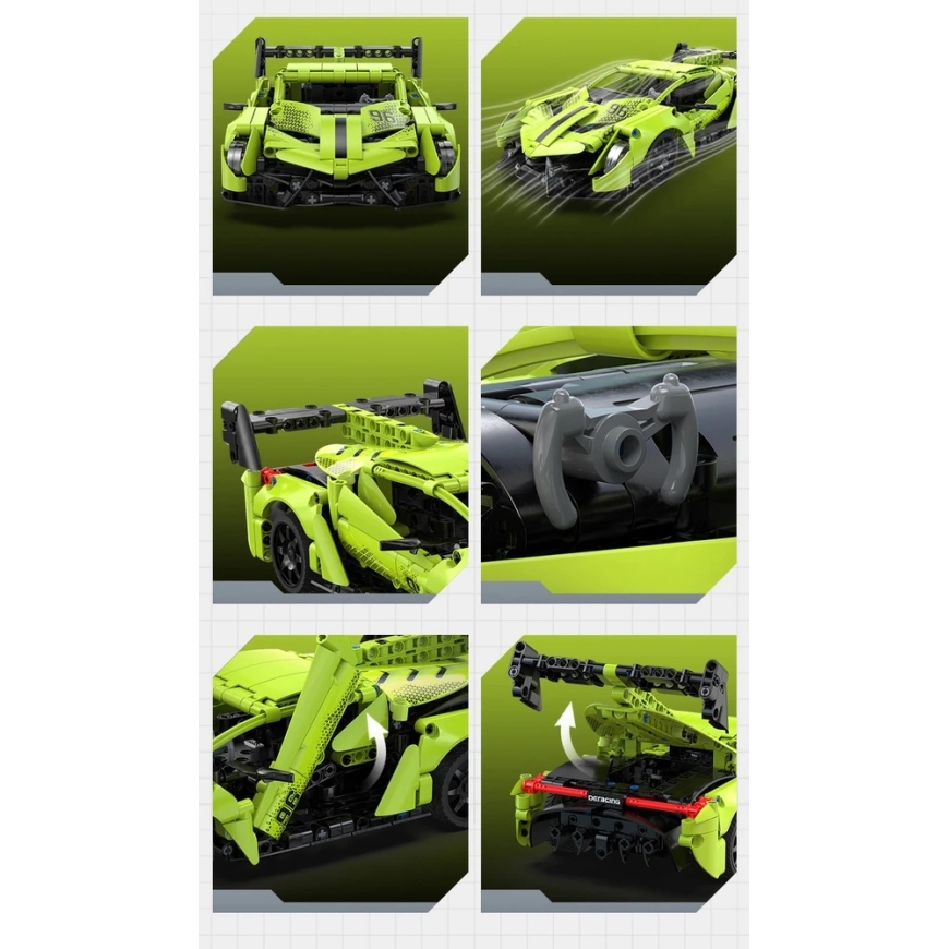 CaDA Konstrukcijas bloki Auto ar tālvadības pulti Sporta automašīna 21 cm 1:14 Phantom Ghost 416 daļas RC Divu režīmu – 3