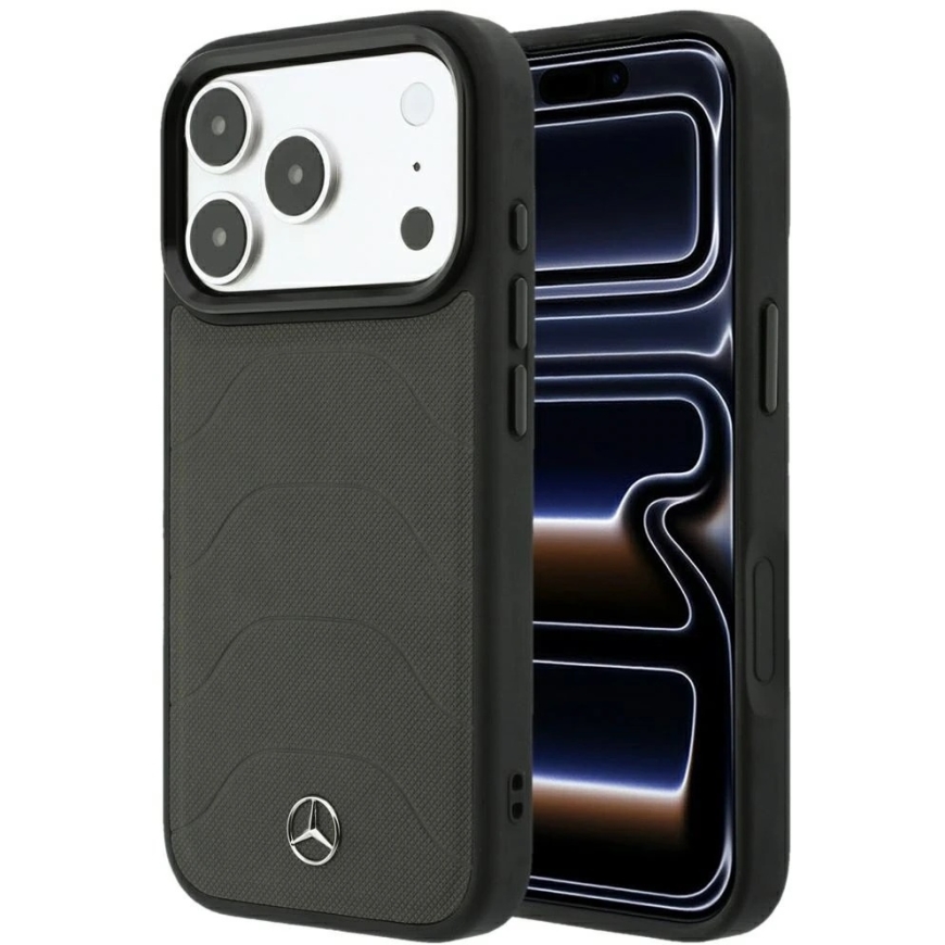 Mercedes-nahkaverkkoasu, jossa on nauha MagSafe iPhone 18 Pro / 17 Pro:lle – tummanharmaa – 2