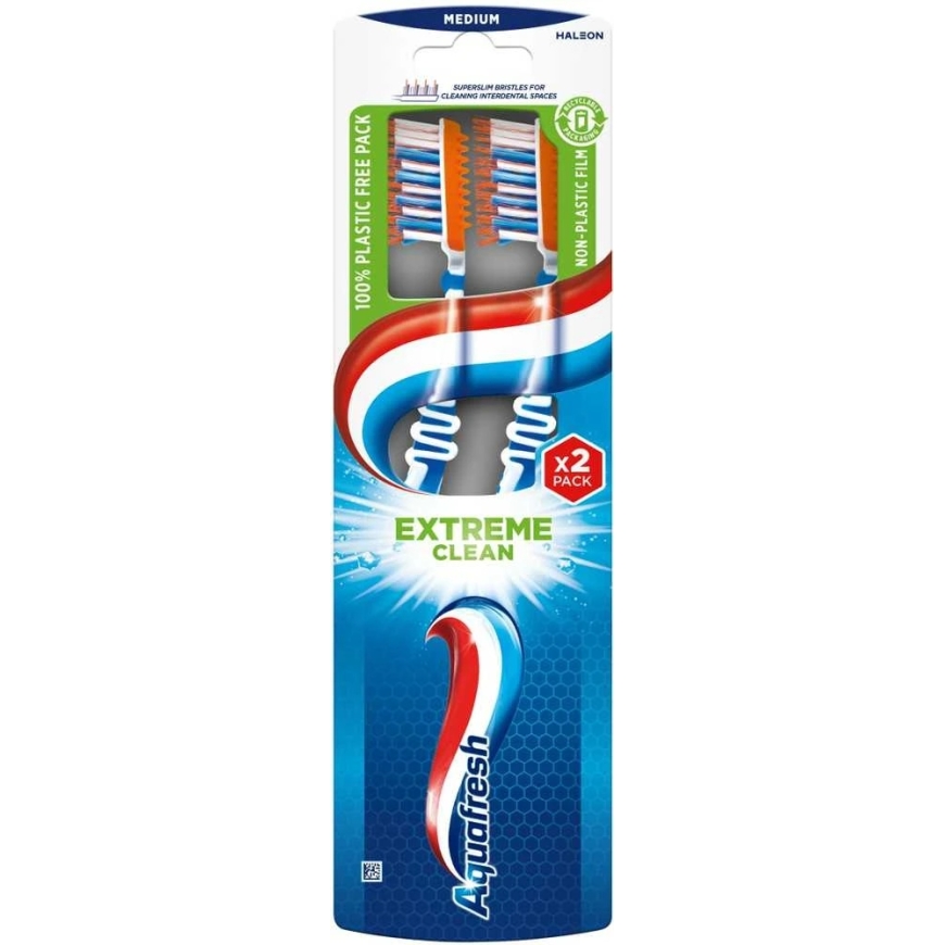 „Aquafresh Extreme Clean“ dantų šepetėlis vidutinio dydžio, 2 vnt.