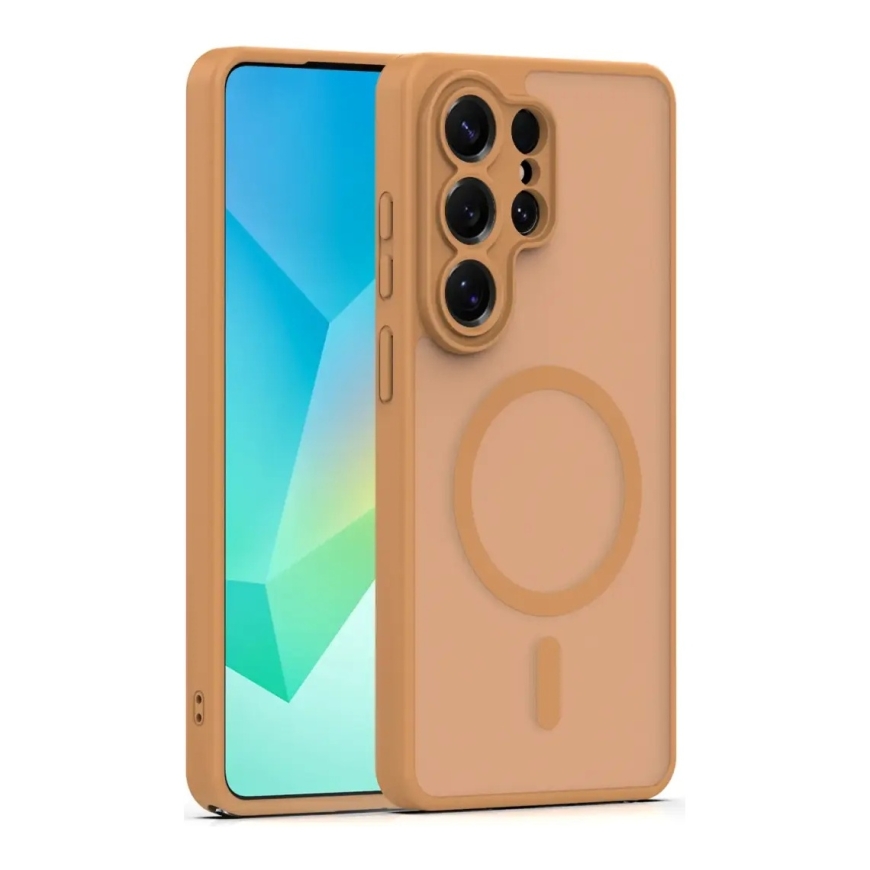Mag Matt telefono dėklas su MagSafe palaikymu Samsung Galaxy S25 Ultra (S938) rudas
