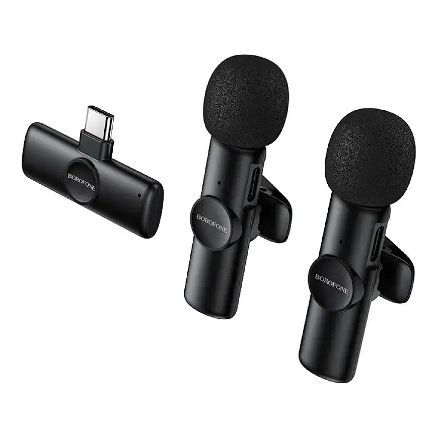 Borofone Lavalier bezvadu mikrofons BFK16A Winner Type C melns - 2 gab. – 3
