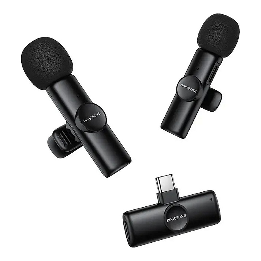 Borofone Lavalier bezvadu mikrofons BFK16A Winner Type C melns - 2 gab. – 5