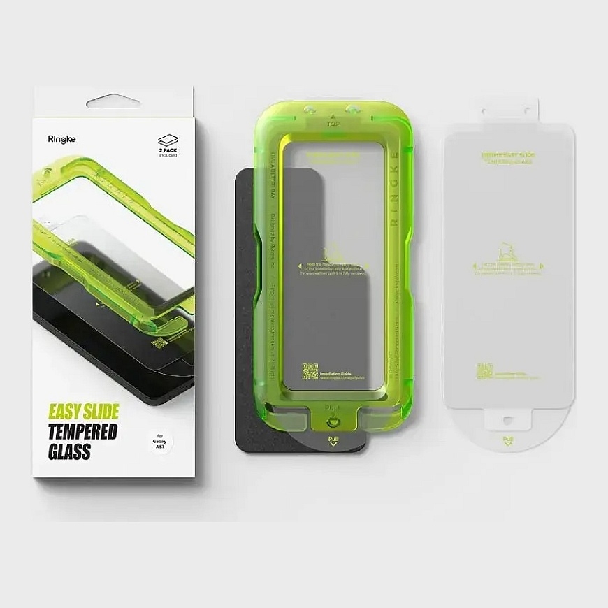 Ringke Easy Slide grūdintas apsauginis stiklas telefonui Galaxy A57 5G su montavimo rėmeliu (2 vnt.) – 5