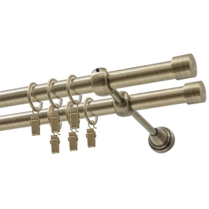 Decastyl Double Curtain Rod FI 19 mm antique brass 160 cm LUNA with rollers KOWALSKI