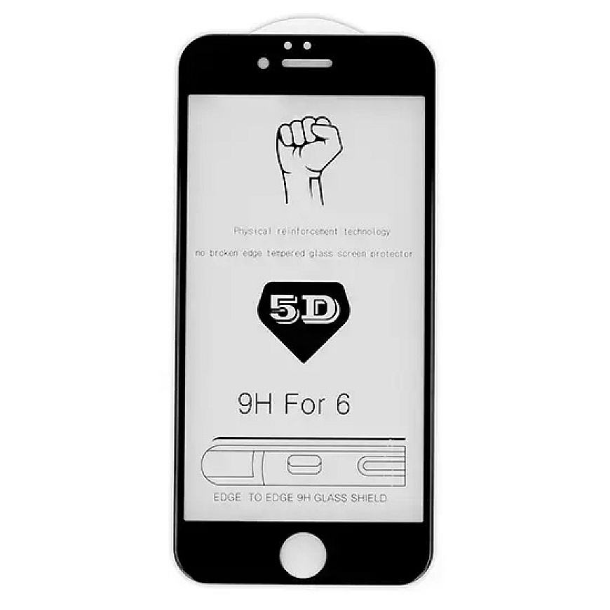 Закаленное стекло полного клея 5D для IPHONE 6 (4,7") ЧЕРНОЕ – 2
