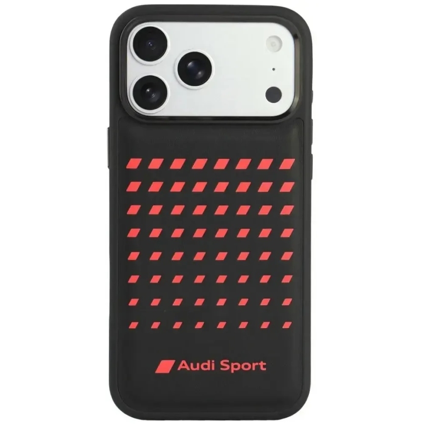 Audi Sport sintētiskās ādas MagSafe vāciņš iPhone 18 Pro Max / 17 Pro Max - Melns