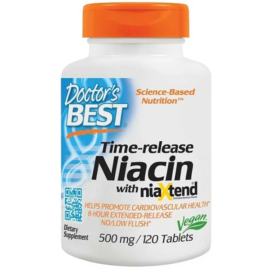 Doctors Best Niacinas niaXtend 500 мг пищевая добавка 120 таблеток