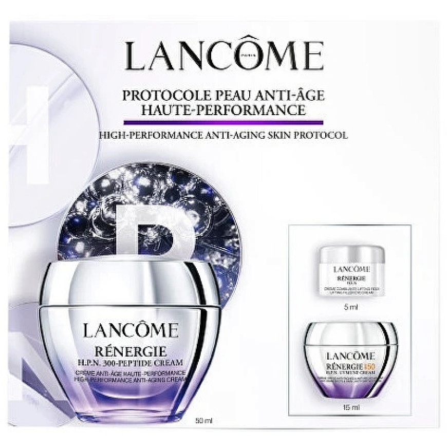 "Lancome" komplekt "LANCOME" (RENERGIE H.C.P. kreem 50 ml + RENERGIE SPF 50 15 ml + silmaümbruskreem täiendava tugevdava ainega – 3