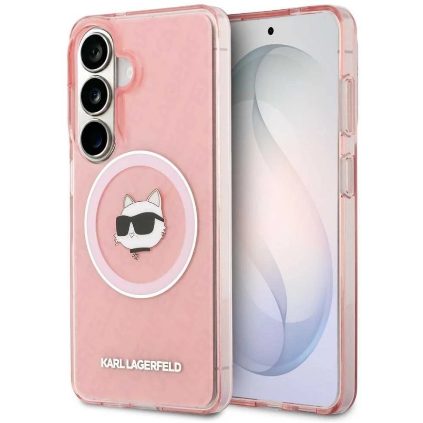 Чехол Karl Lagerfeld IML Repeated Choupette MagSafe для Samsung Galaxy S26 розового цвета