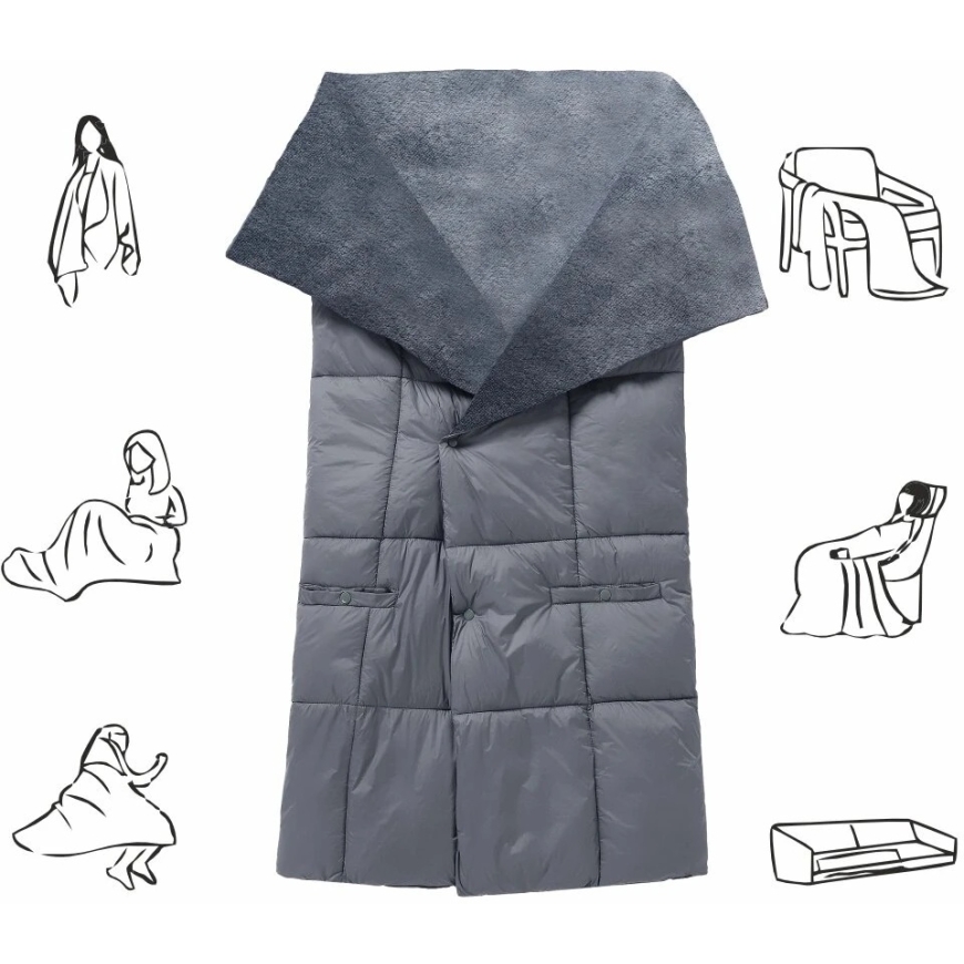 Blauberg BL-PK01 Lämmitettävä poncho-peitto, yksi koko, harmaa – 2