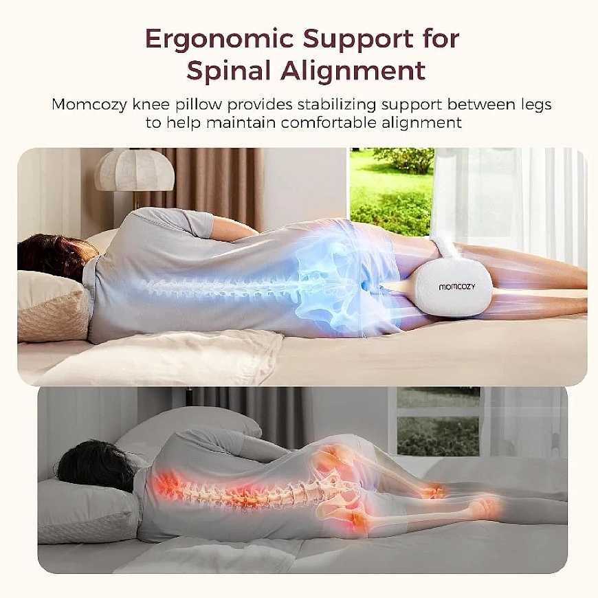 MOMCOZY ERGONOMIC KNEE PILLOW FOR SIDE SLEEPING, CREAM White – 3