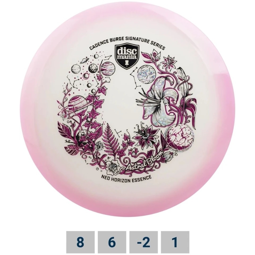 Diskgolfa disks Fairway Driver NEO HORIZON ESSENCE Astral Bloom Candance Burge sērija Rozā