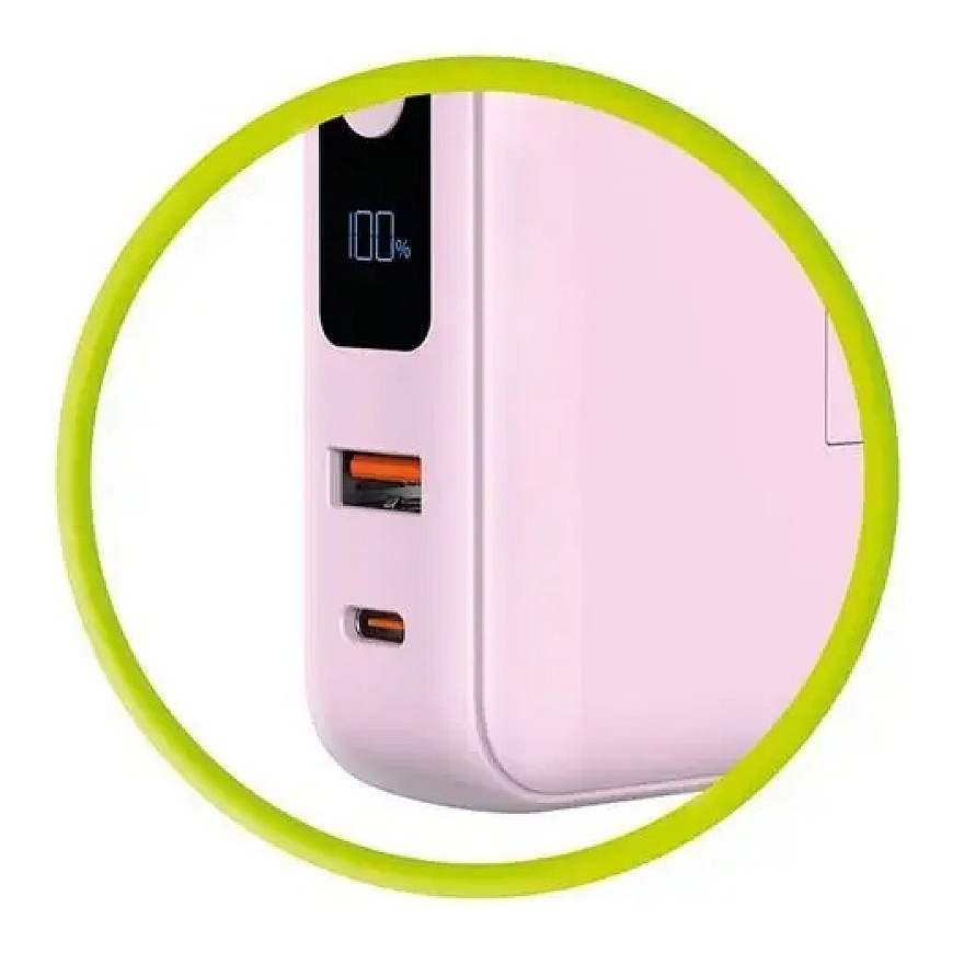 Mobile Origin PowerBank ir kelioninis įkroviklis, Lightning/USB-C laidas, suderinamas su MagSafe/AW/iPhone, rožinis – 4