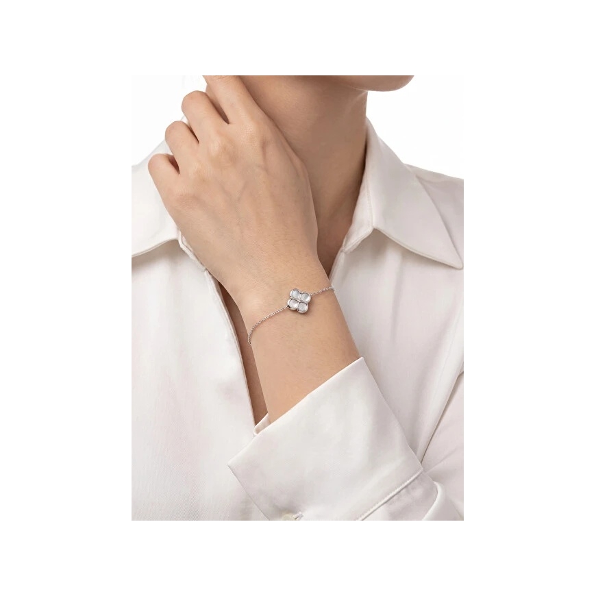 Brilio Silver Women's Silver Bracelet with White Clovers BRC255W – 2