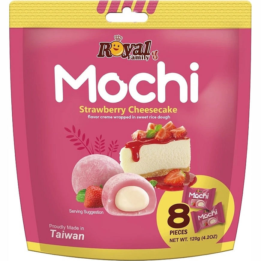 Royal Mochi Močiai ROYAL FAMILY, braškinio sūrio pyrago skonio, 120 g – 2