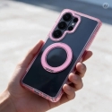 Case for Samsung A27 Frame Circle Stand compatible with MagSafe pink