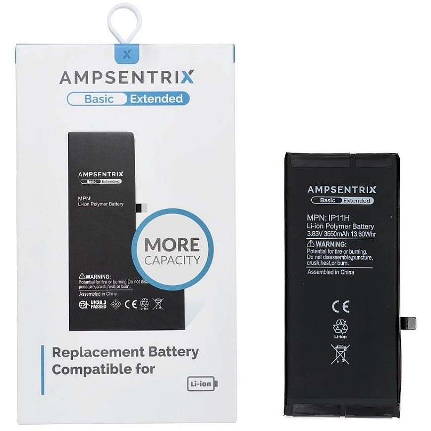 Oem AmpSentrix Basic -akku iPhone 11:lle (suuri kapasiteetti 3550 mAh) – 2
