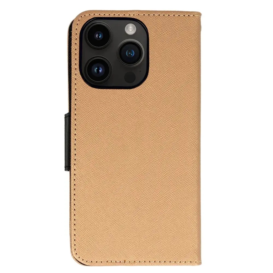Tyylikäs kirjatyyppinen puhelintasku iPhone 12 Pro Max kultainen musta – 3