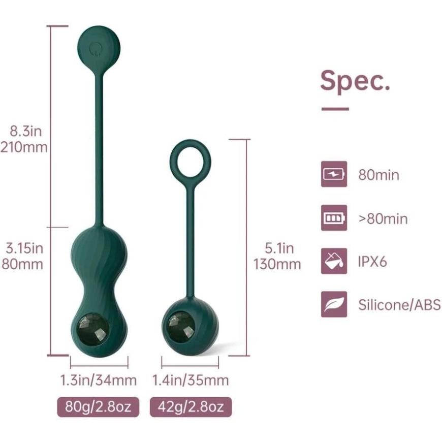 Magic Motion - Crystal Duo Smart Kegel vibrators ar svaru komplektu – 3