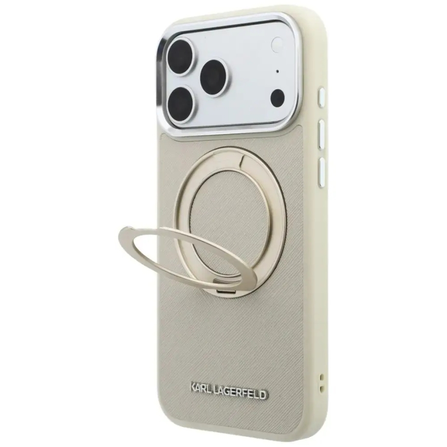 Karl Lagerfeld Ring Stand 360 Saffiano Classic Logo telefono dėklas su stovu ir MagSafe palaikymu iPhone 18 Pro Max | iPhone 17 – 2