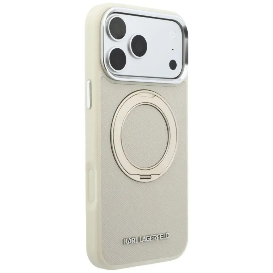 Karl Lagerfeld Ring Stand 360 Saffiano Classic Logo telefono dėklas su stovu ir MagSafe palaikymu iPhone 18 Pro Max | iPhone 17 – 4