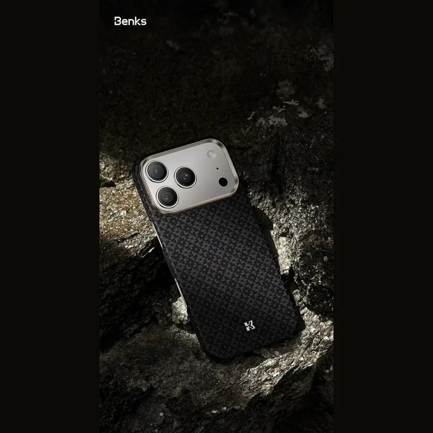 Benks Armor Air Armor Grid Kevlar Metal Frame 600D telefono dėklas iPhone 18 Pro Max | iPhone 17 Pro Max juodas – 5