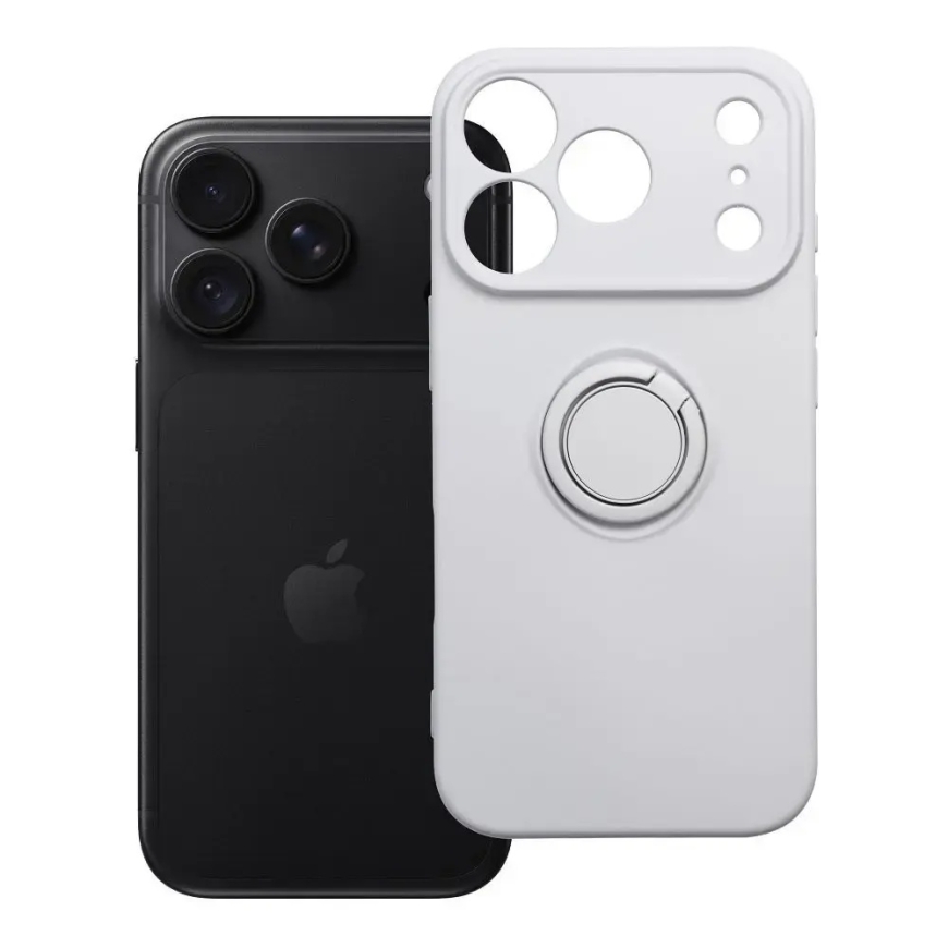 Чехол для iPhone 18 Pro / 17 Pro с силиконовым кольцом серебристый