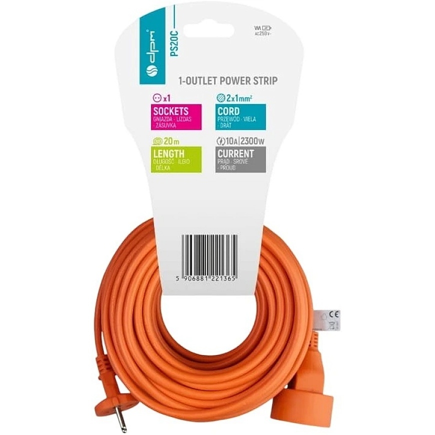 Pikendus - DPM PS20C 20 m 2G1 mm² 2300 W 10 A Oranž