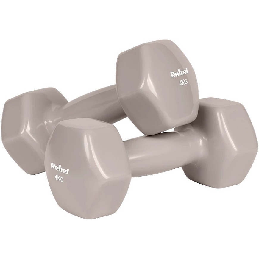 ШЕСТИГРАННЫЕ чугунные виниловые гантели 2x4кг, REBEL ACTIVE – 2